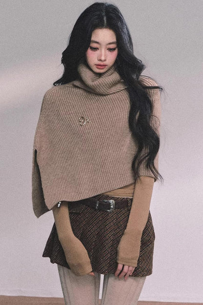 Maple Leaf Knit Sweater Cape Set-Up