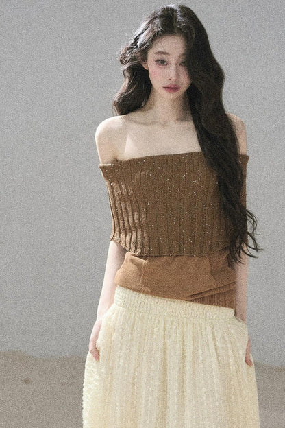Youthful Off-Shoulder Knit Top