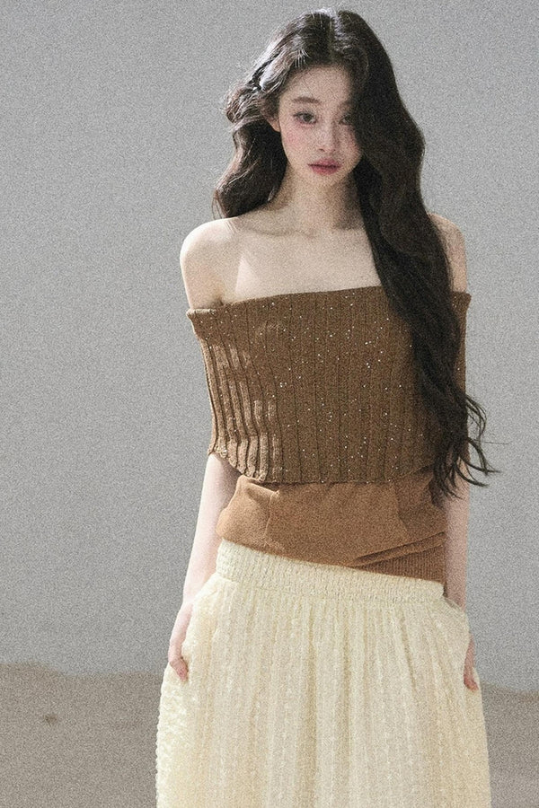 Youthful Off-Shoulder Knit Top