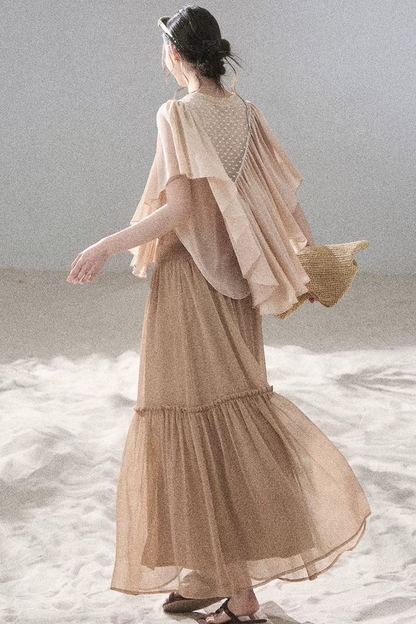Lace Chiffon Ruffle Top
