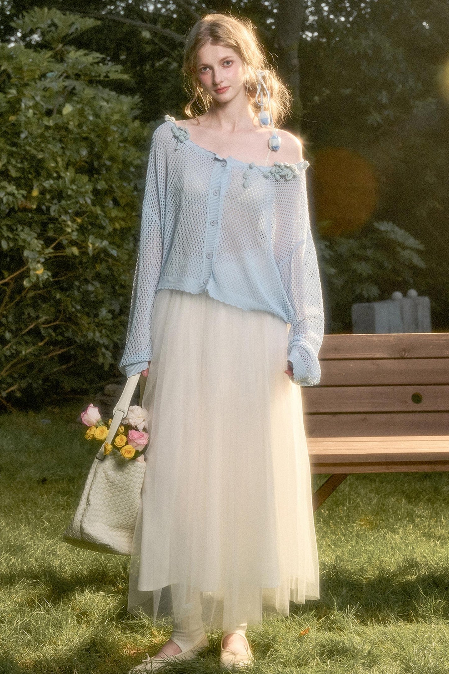 Galaxy Ice Silk Hollow Cardigan