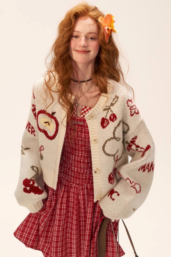 Knitted Cherry Cardigan