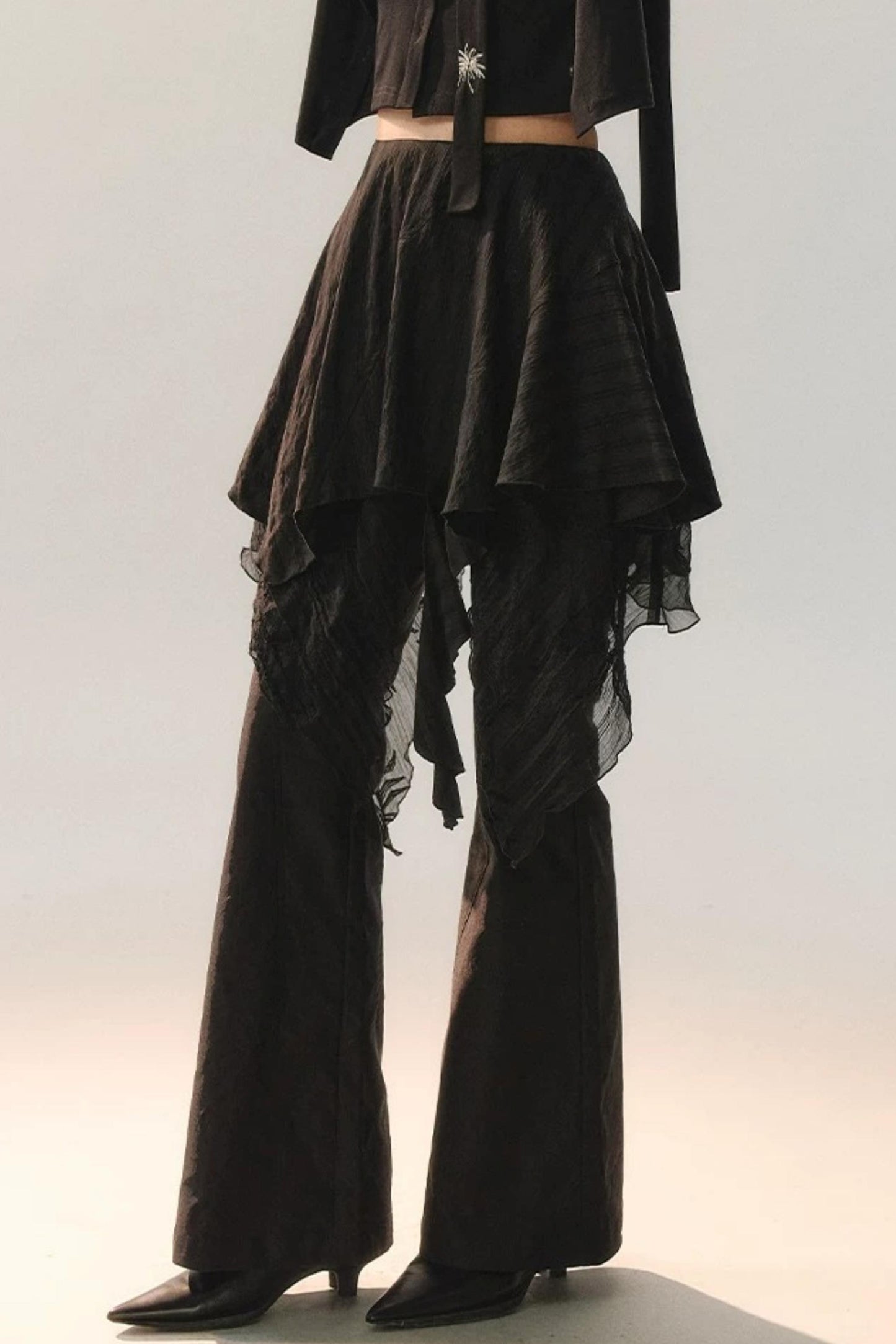 Pantalon Irrégulier à Dentelle Détachable