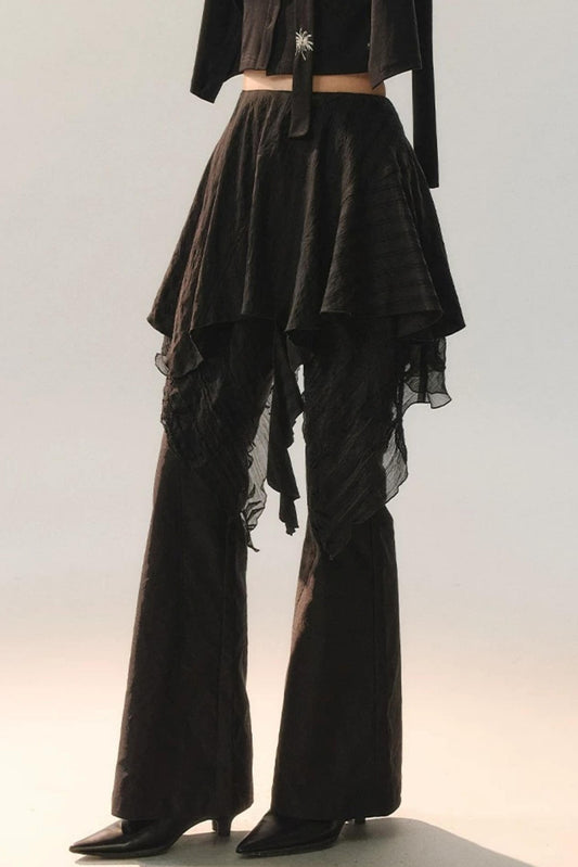 Pantalon Irrégulier à Dentelle Détachable