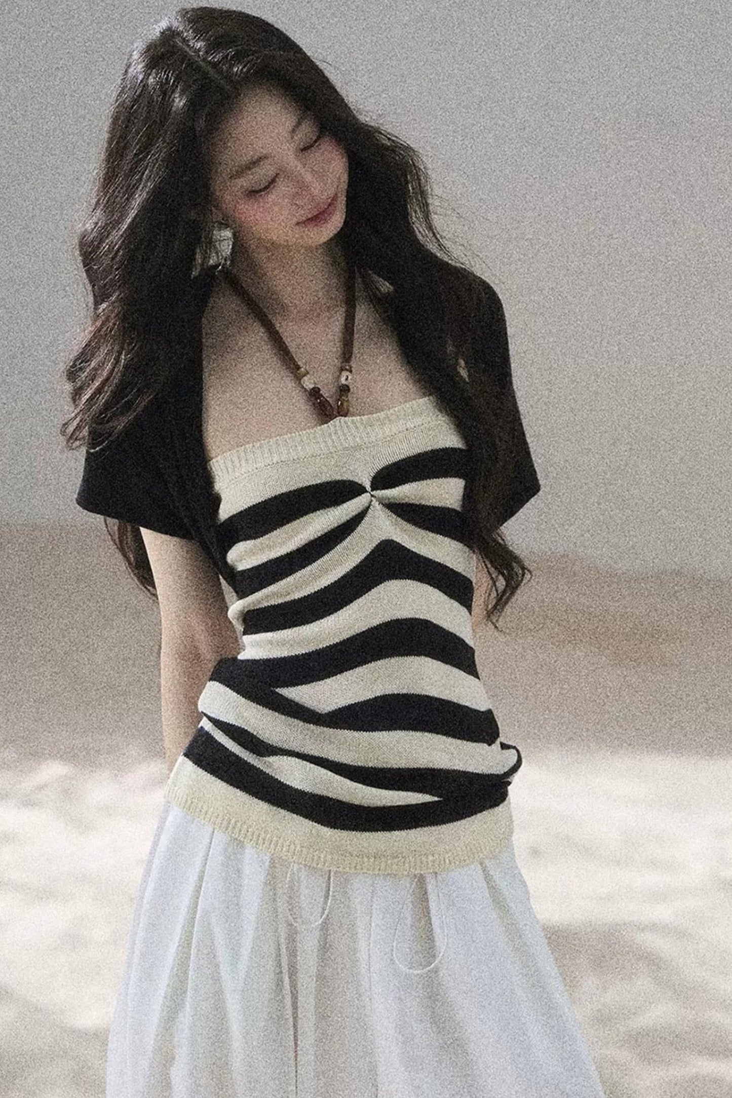 Flowing Twilight Striped Top Set