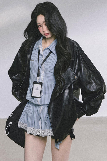 French Lace Stripe Shirt Set-Up