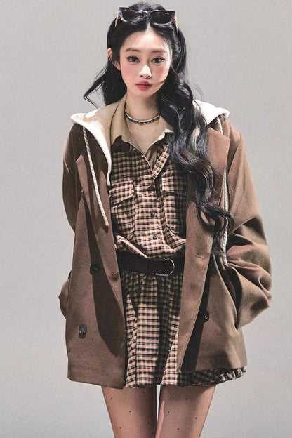 Plaid Two-Piece Winter Dress Set-Up