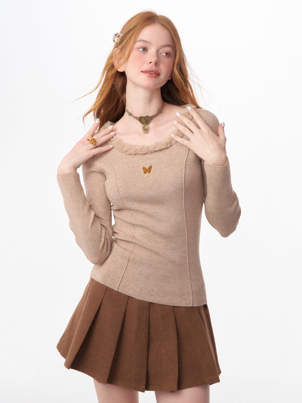 slim khaki knitted base top