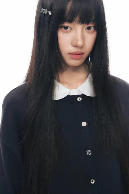 Elastic Knit Button Cardigan