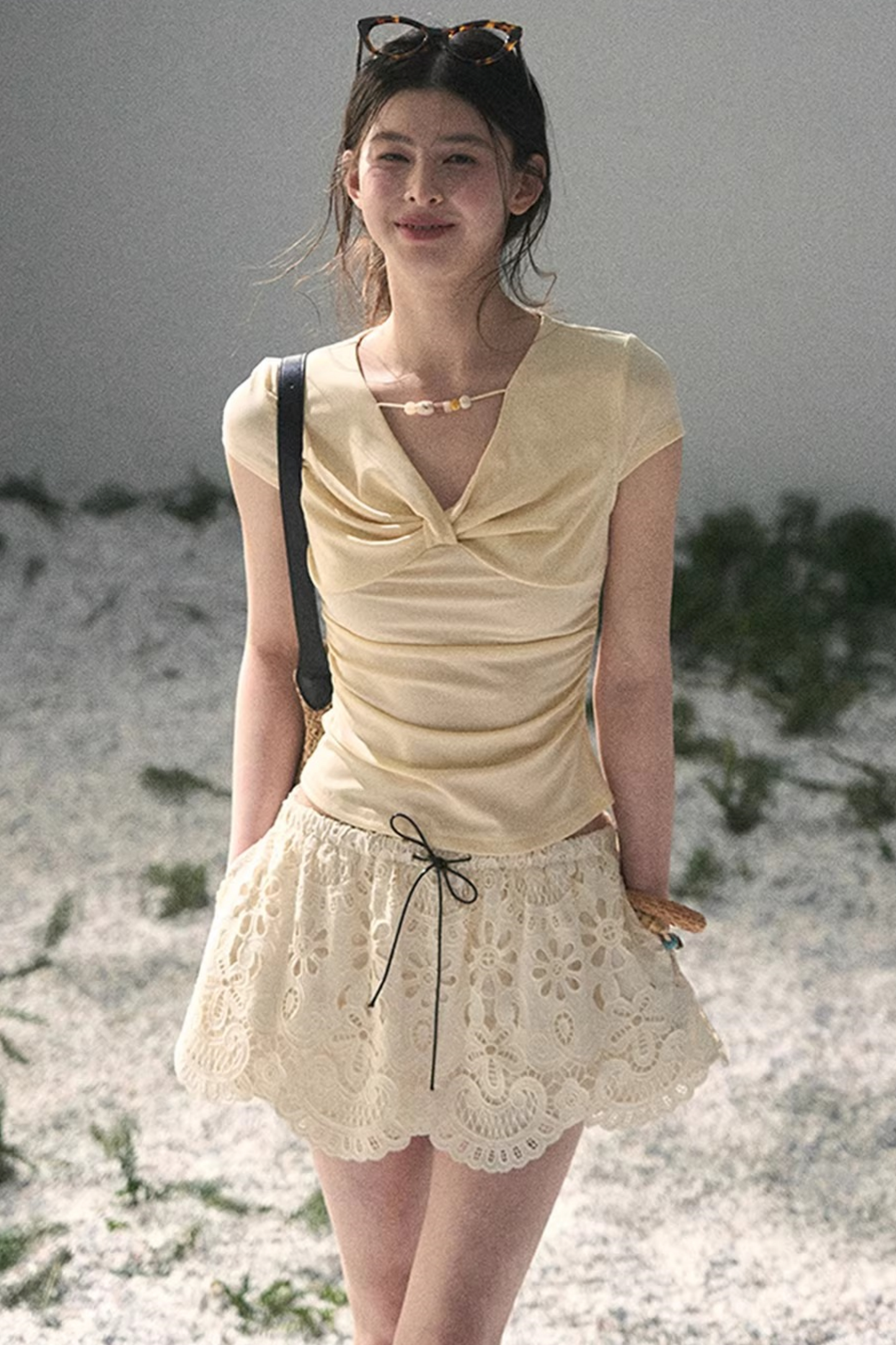 Floral Hollow-Out Puffy Skirt