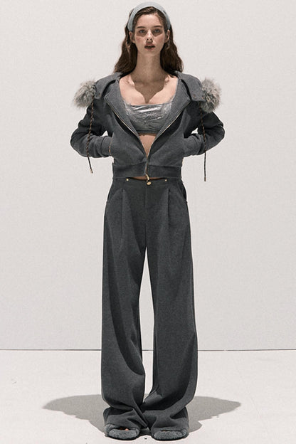 Basic Wool High-Waisted Wide-Leg Trousers