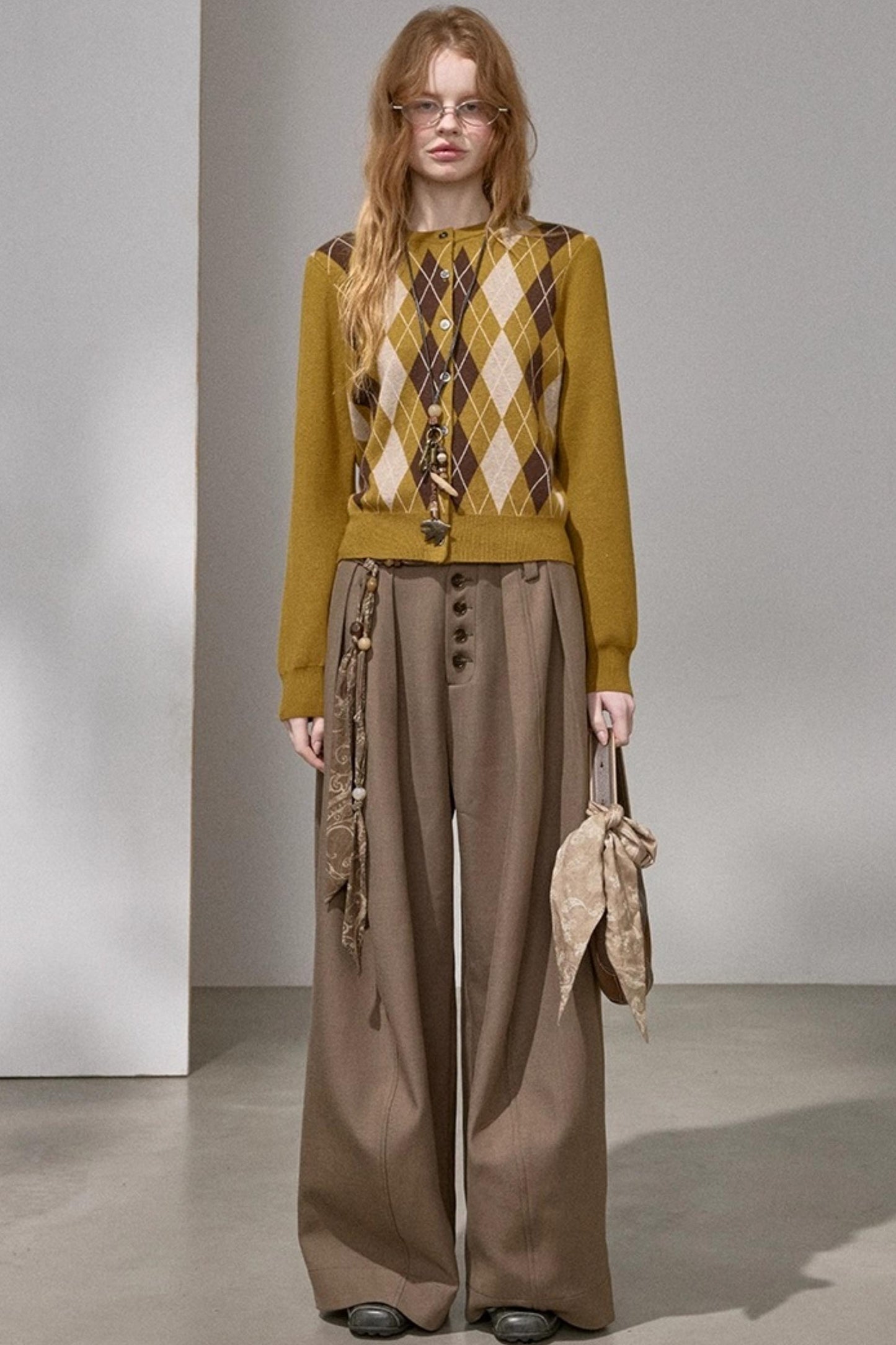 Button Pleated Winter Pants