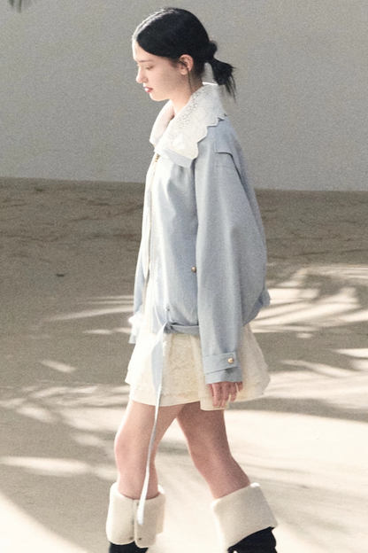 Wool Blend Embossed Floral Dress