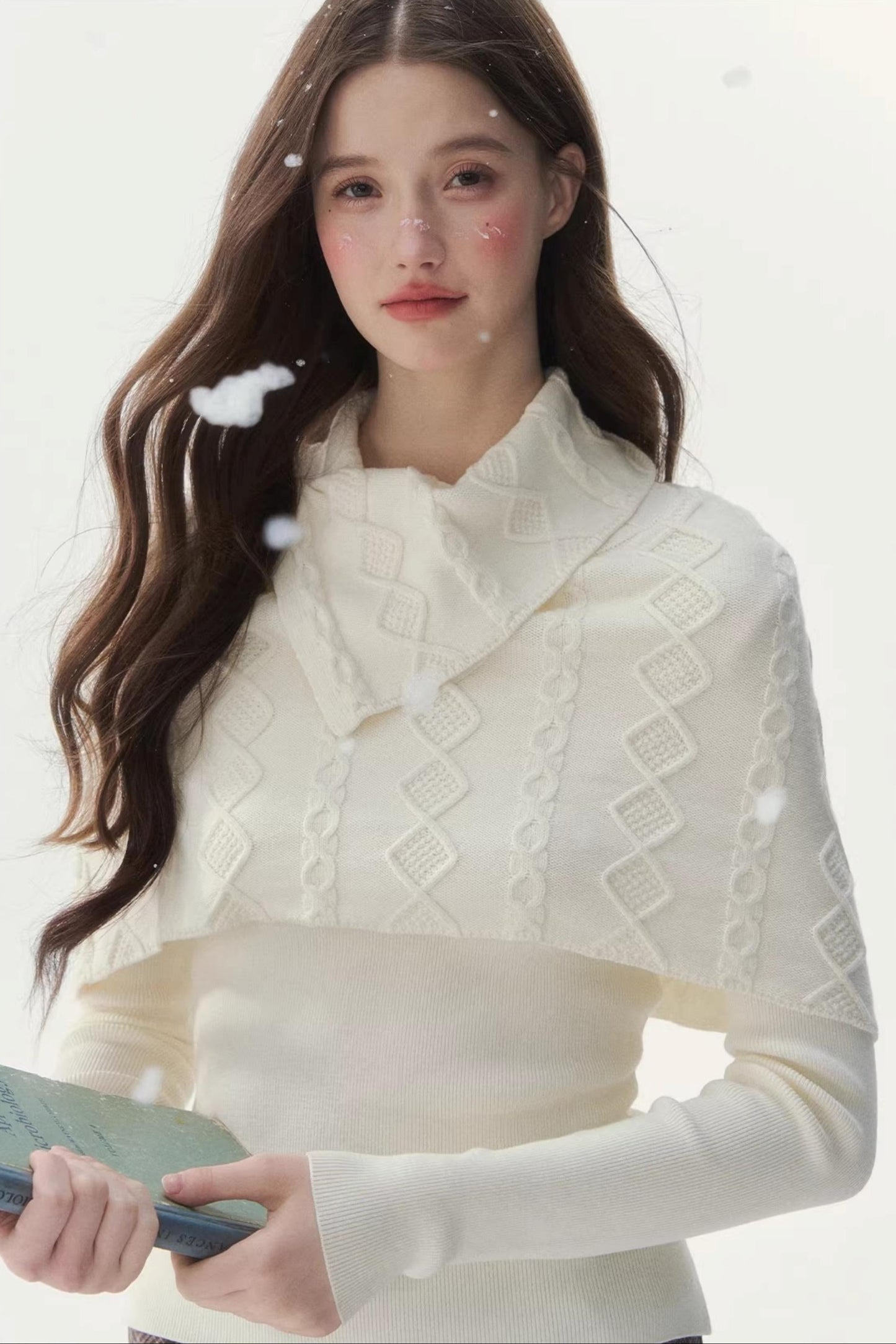 Retro Twist-Knit Cape Sweater