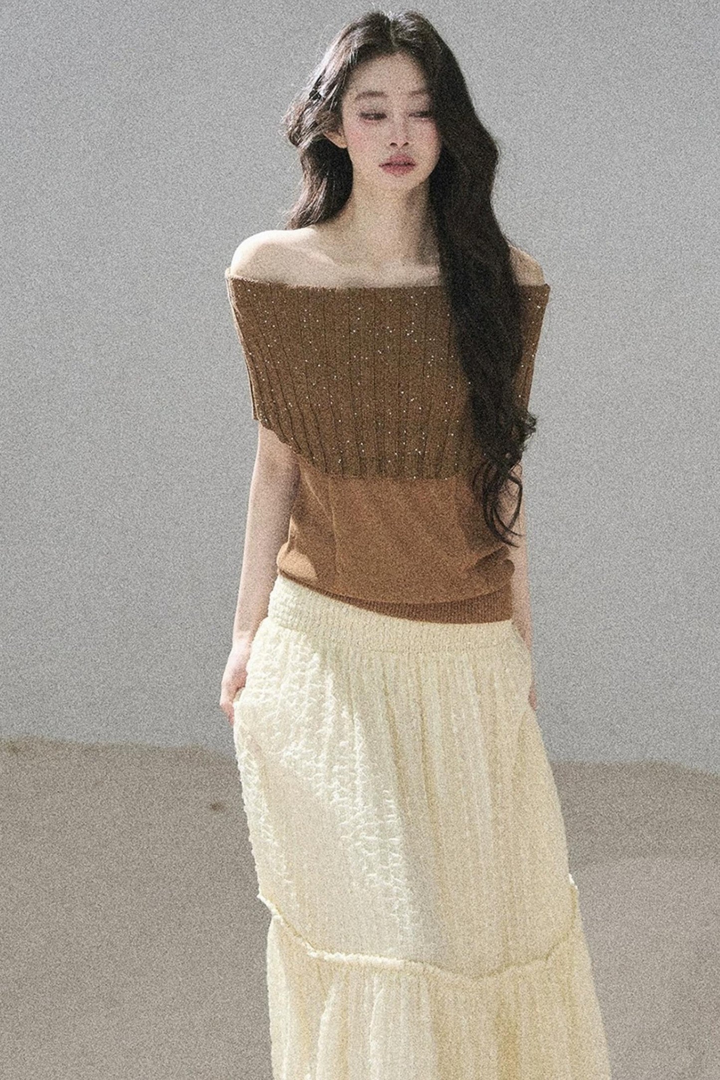 Youthful Off-Shoulder Knit Top