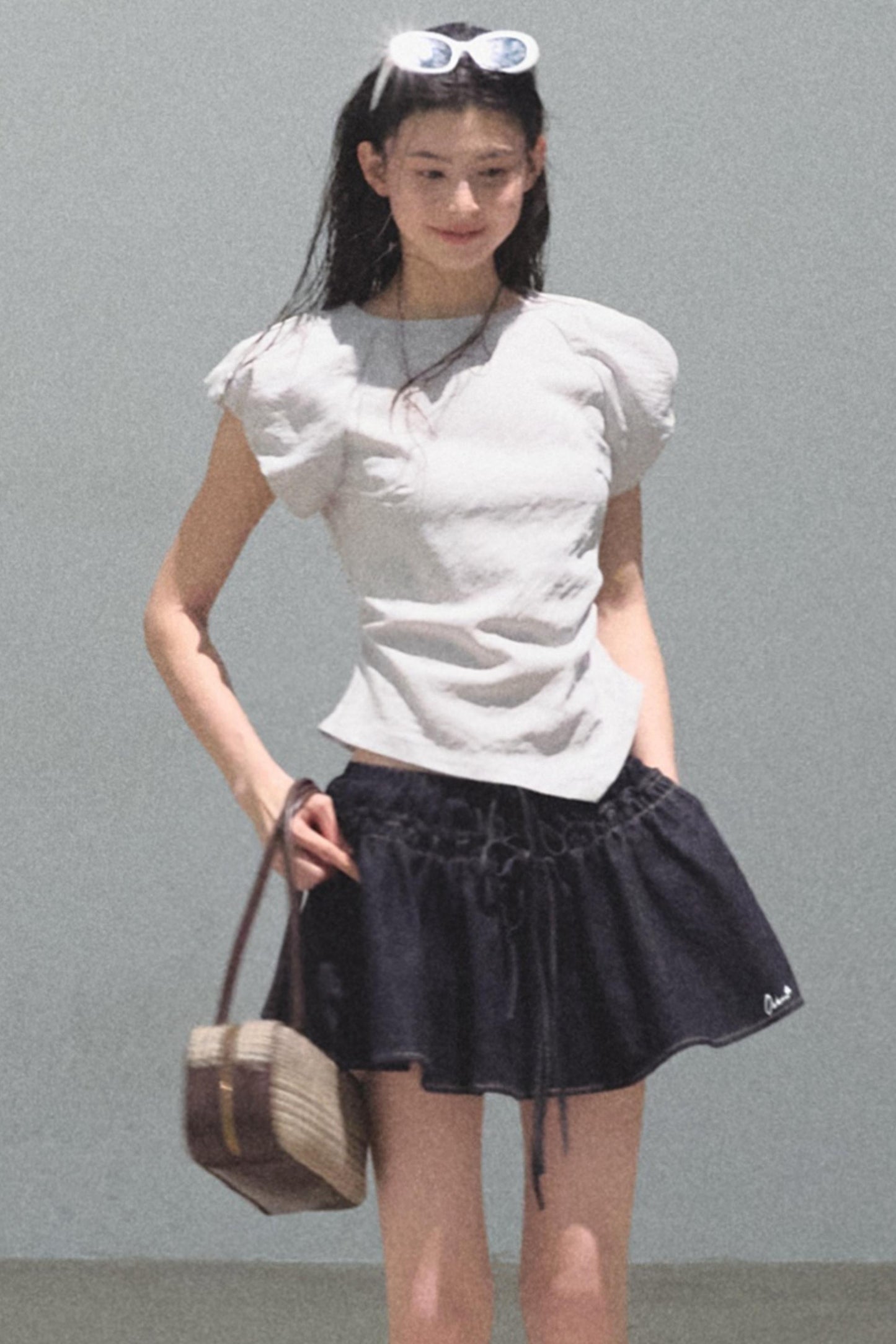 Embroidered Puffy A-Line Skirt