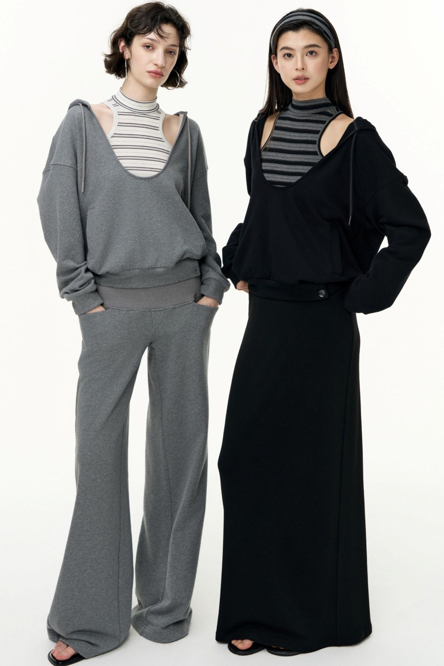 Layered Hooded Sweatshirt Set-Up