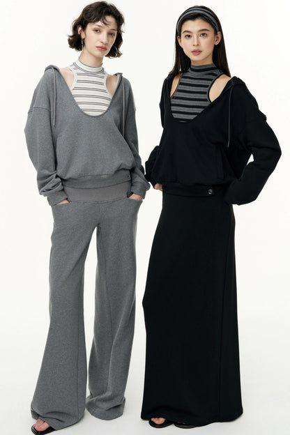 Layered Hooded Sweatshirt Set-Up
