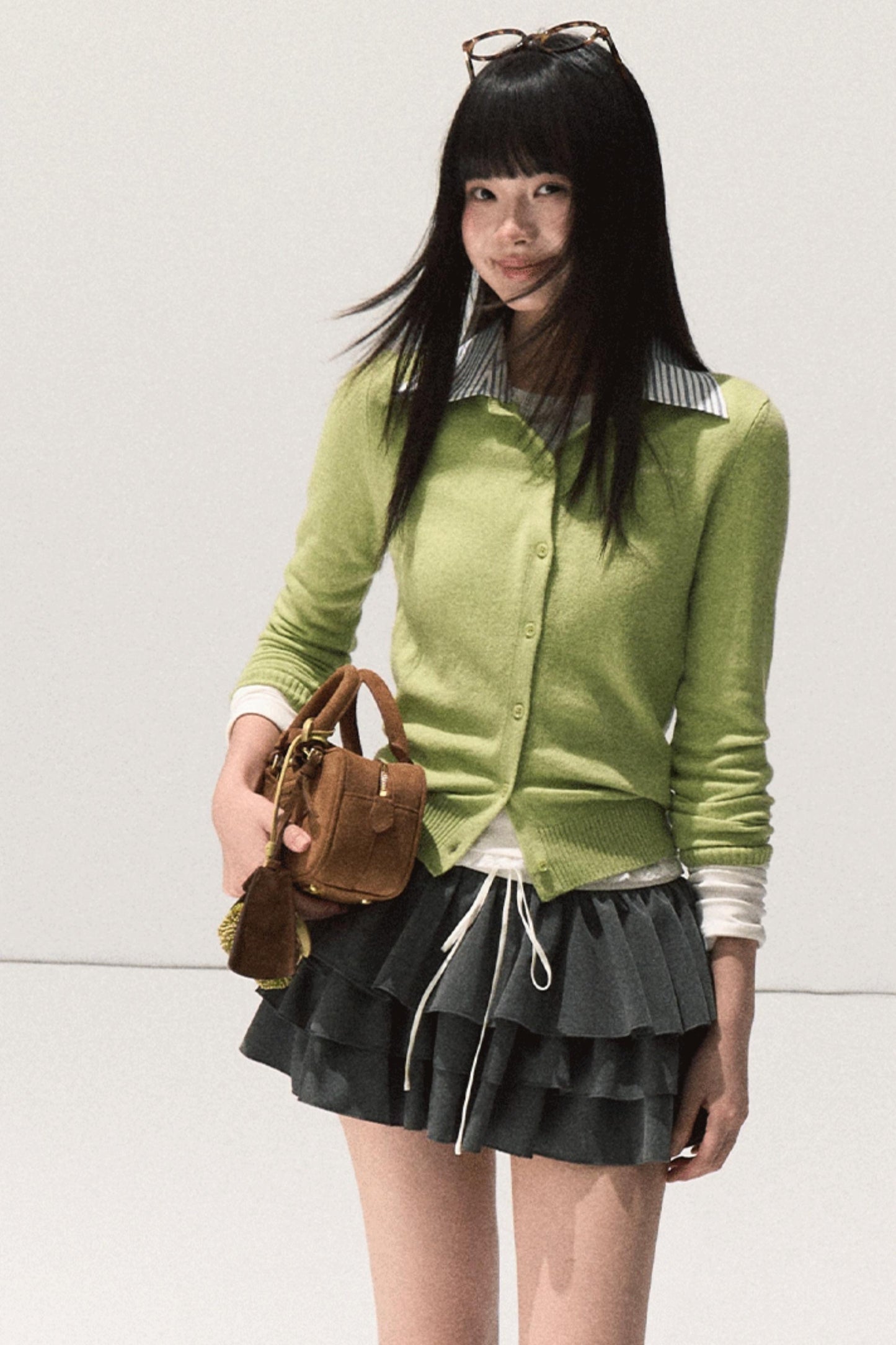 Shrine Plaid Woolen Cake A-Line Skirt