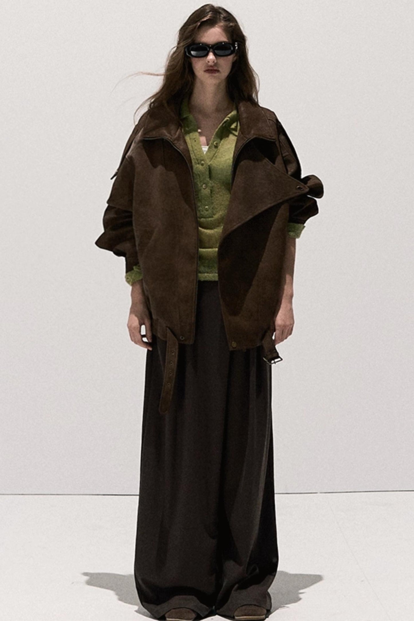 Tencel Wool Pleats Wide-Leg Pants