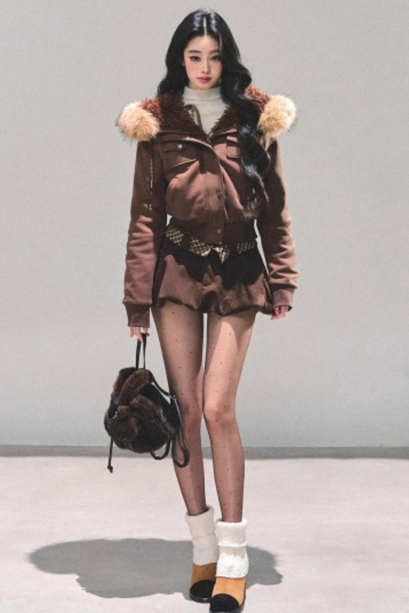 Hooded Faux Fur Winter Coat