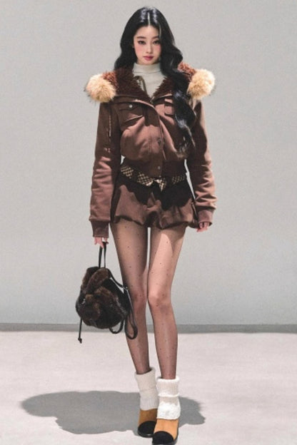 Hooded Faux Fur Winter Coat