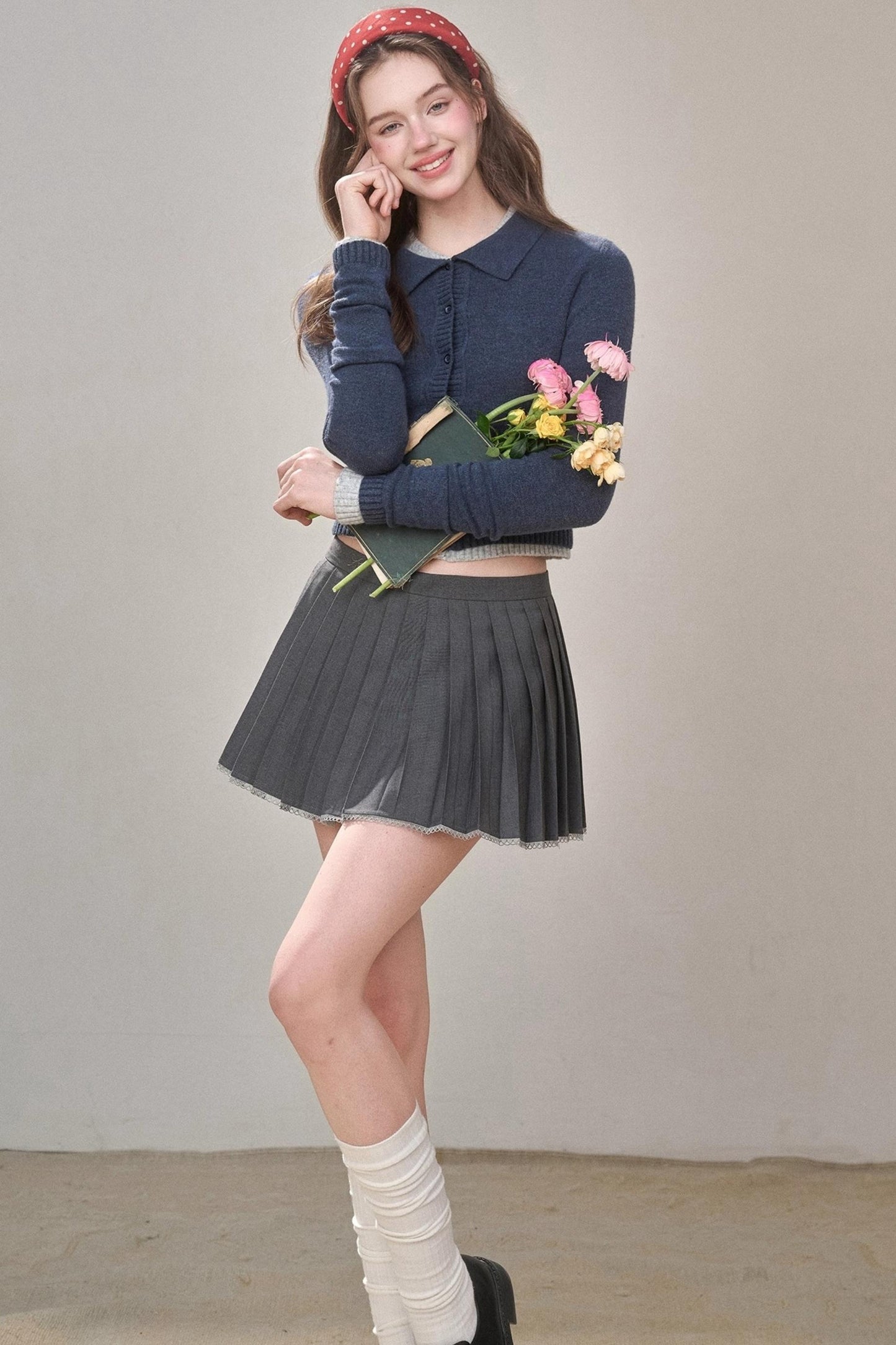 Gray Pleated Skirt