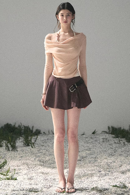 프로스티 숄더 홀터 탑