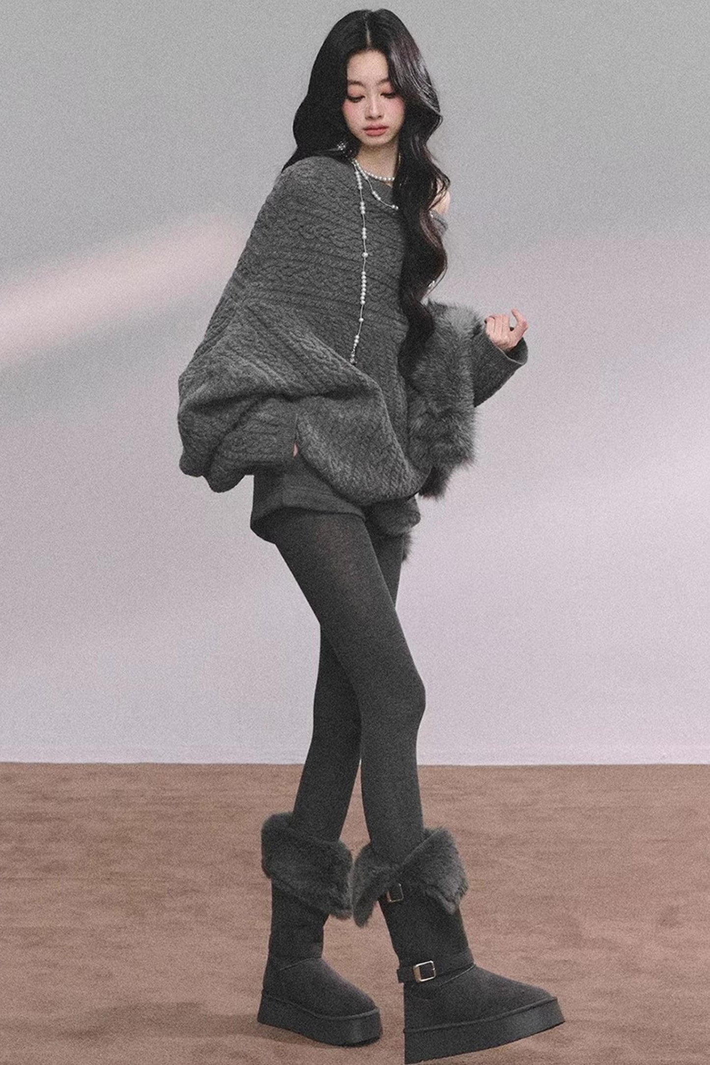 American Off-Shoulder Cable Sweater