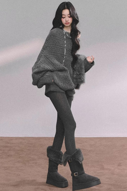 American Off-Shoulder Cable Sweater