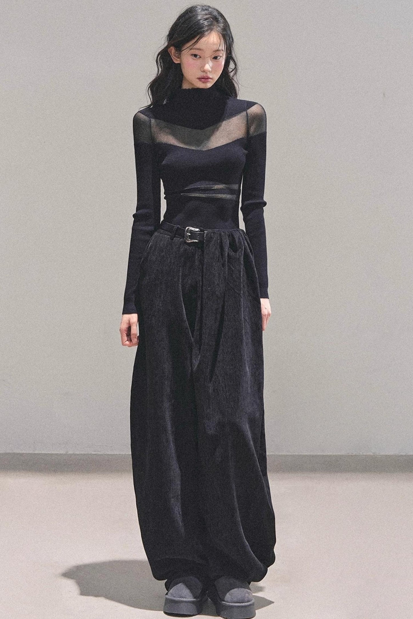 Fleece-Lined Wide-Leg Pants