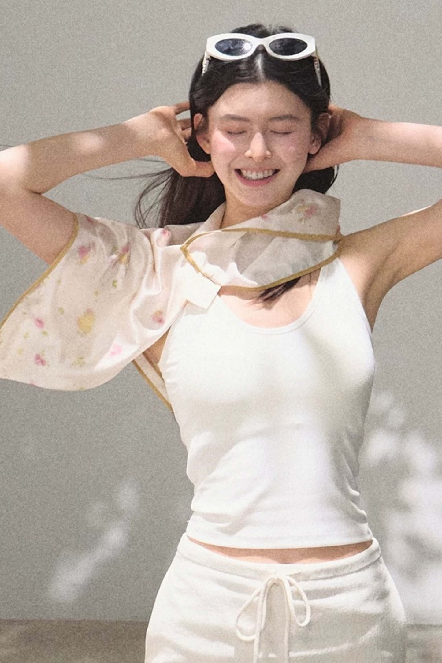 Magic Silk Contrast Edge Scarf Top