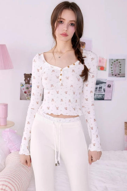 Bear Print Sweater Suspender Set-Up