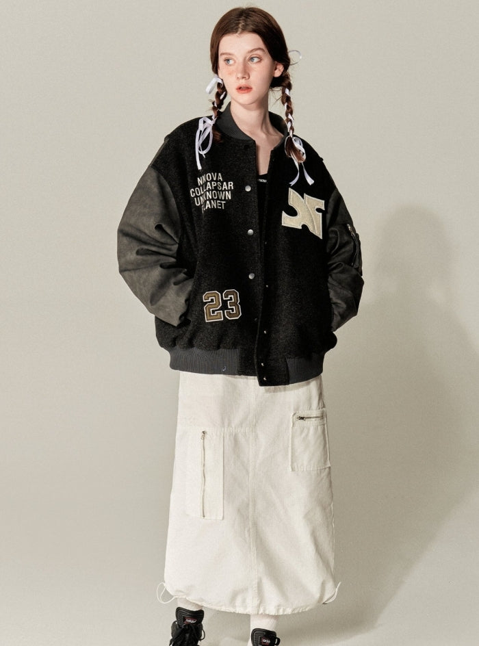 VINTAGE LOOSE COTTON BASEBALL UNIFORM COAT