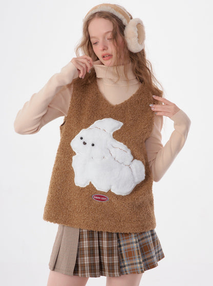 american retro rabbit sweater coat