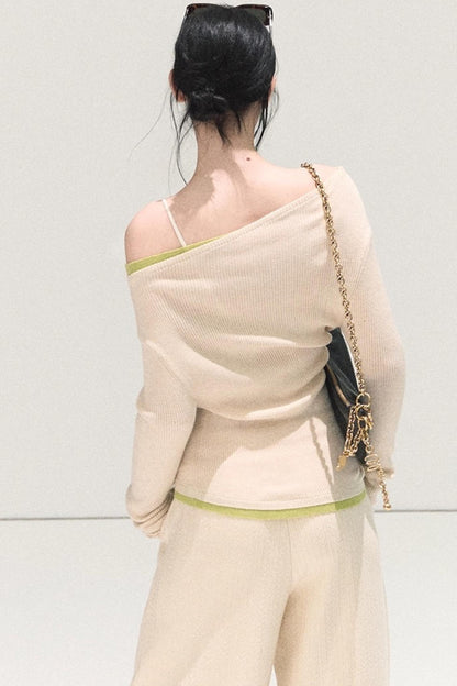 Wool Off-Shoulder Knit Top