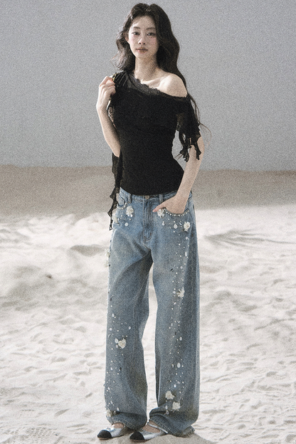 Before the Sunset Lace Off-Shoulder Top