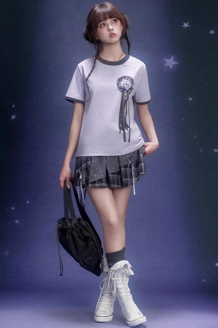 Gray Plaid Pumpkin Pants Skirt