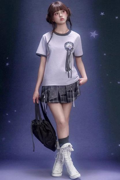 Gray Plaid Pumpkin Pants Skirt