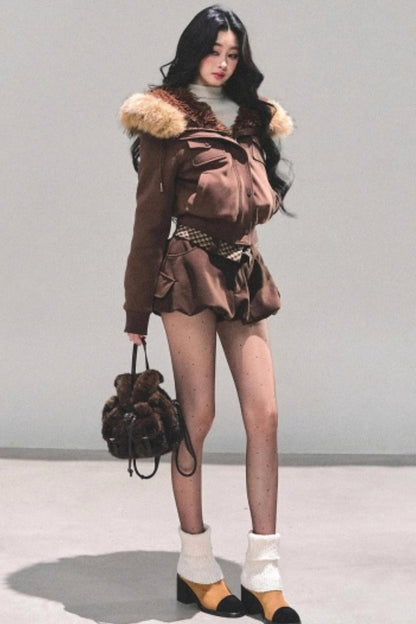 Hooded Faux Fur Winter Coat