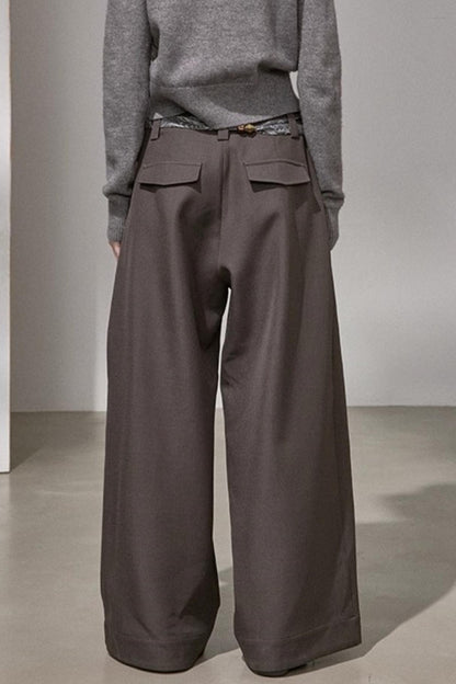 Button Pleated Winter Pants