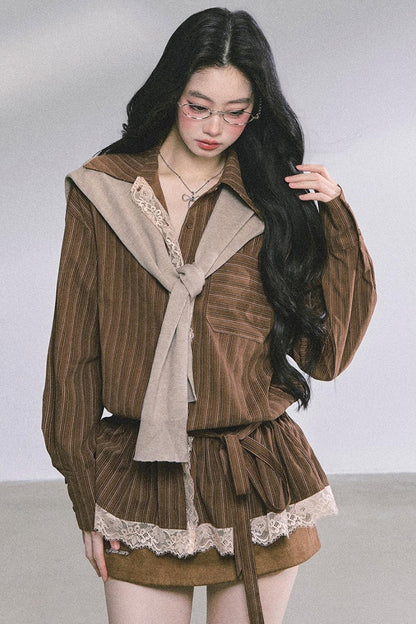 French Lace Stripe Shirt Set-Up