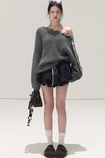 Plaid Color-Blocked A-Line Skirt