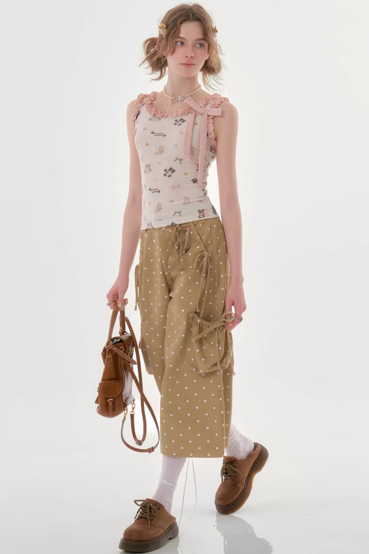 Playful Apricot Ruffled Camisole