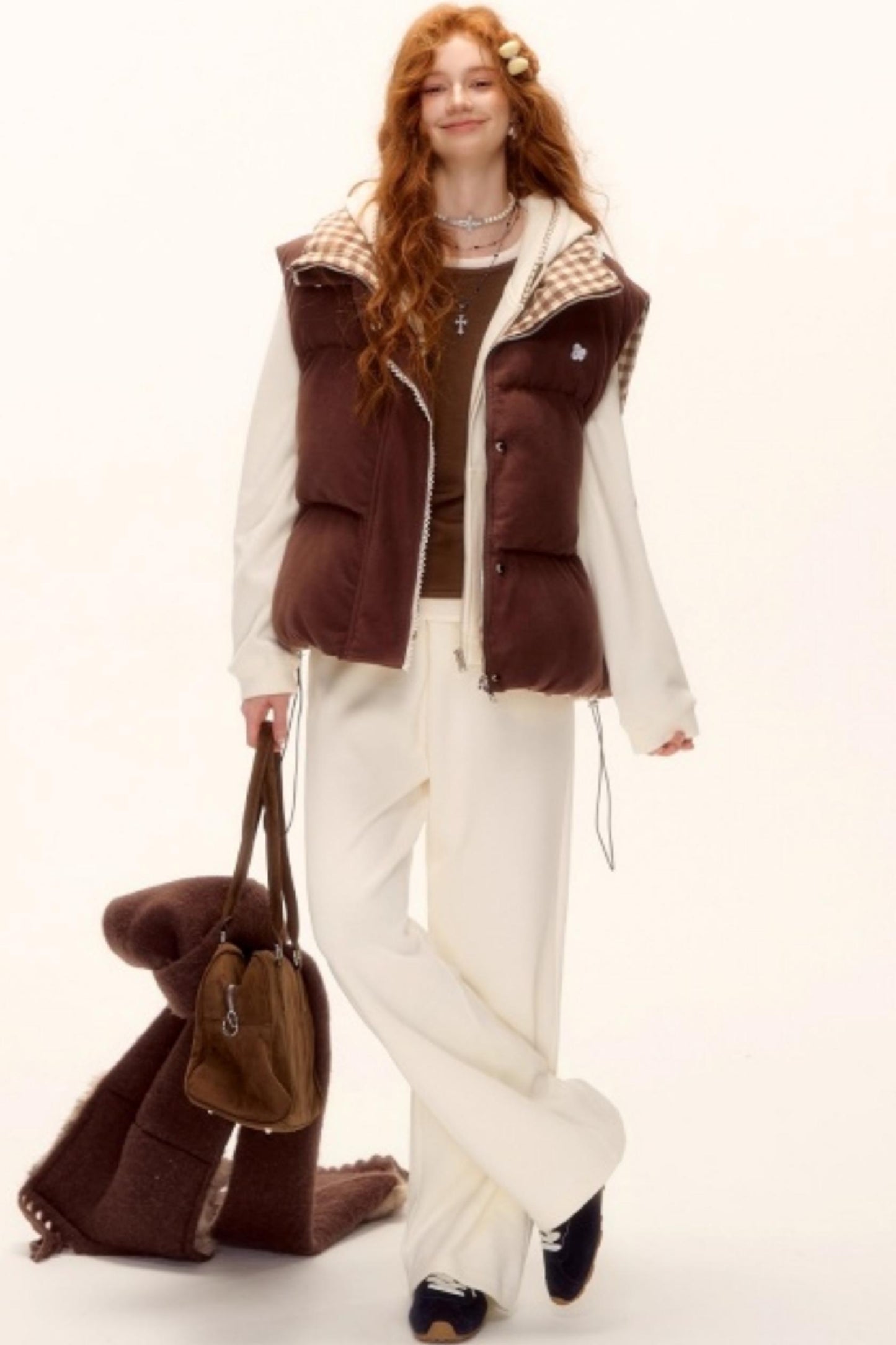 Reversible Plaid Lace Vest