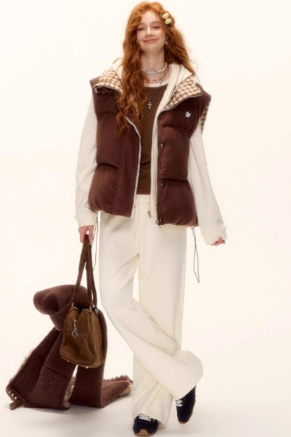 Reversible Plaid Lace Vest