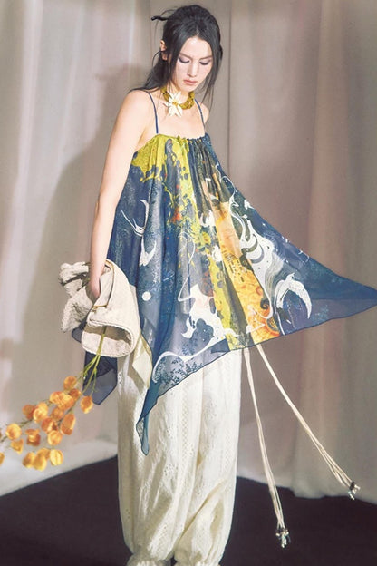 Hand-Painted Chiffon Camisole Top