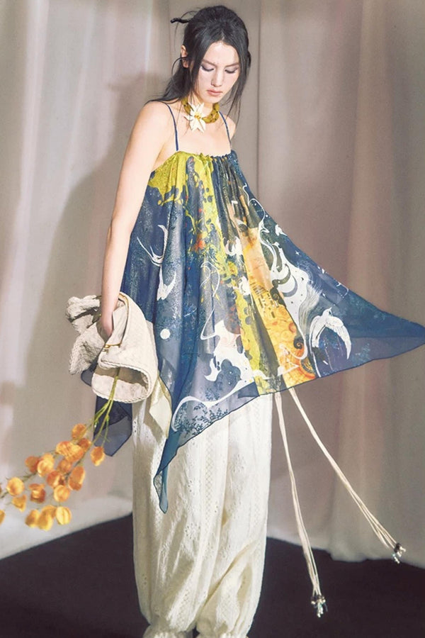 Hand-Painted Chiffon Camisole Top