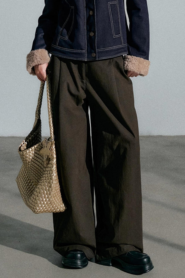 Empire High-Waisted Wide-Leg Trousers