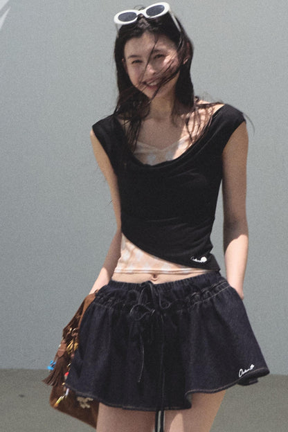 Embroidered Puffy A-Line Skirt